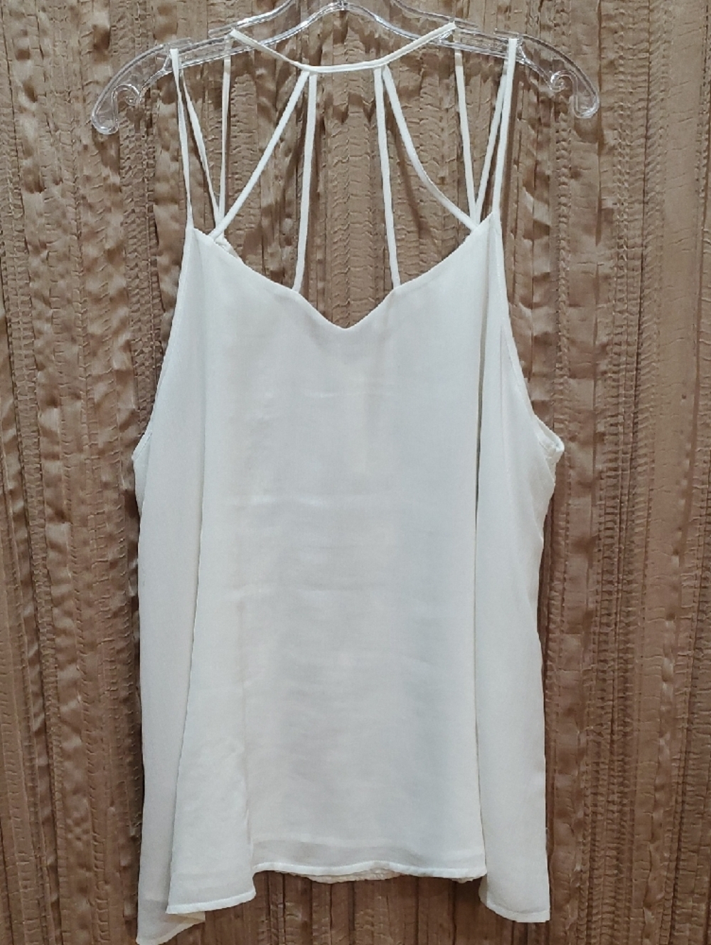 Maurices White Semi-Sheer Flowy Embroidered Strappy Tank Top Women's Size 1 - Picture 2 of 10